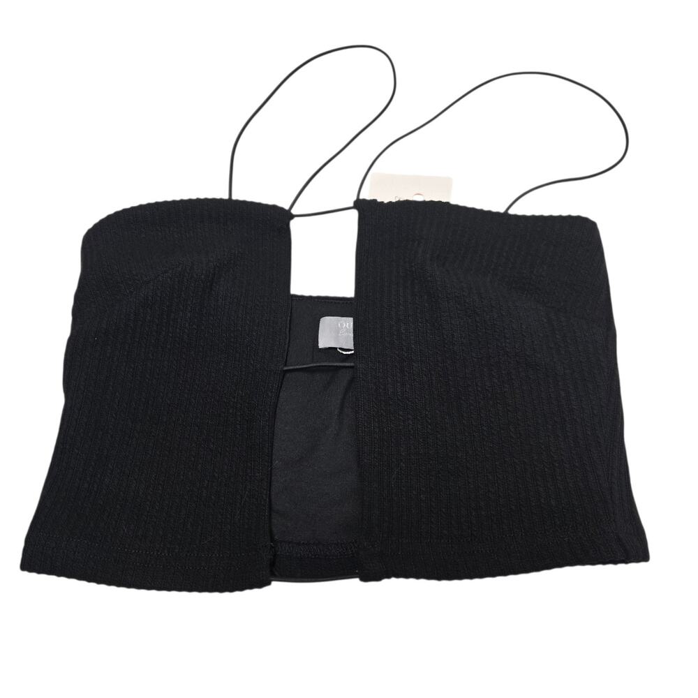 Outcast Ribbed Knit Crop Top Size Small Black